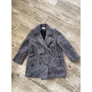 Herman Kay Long Sleeve Double Breasted Pure Wool Coat Jacket Purple Gray Womens